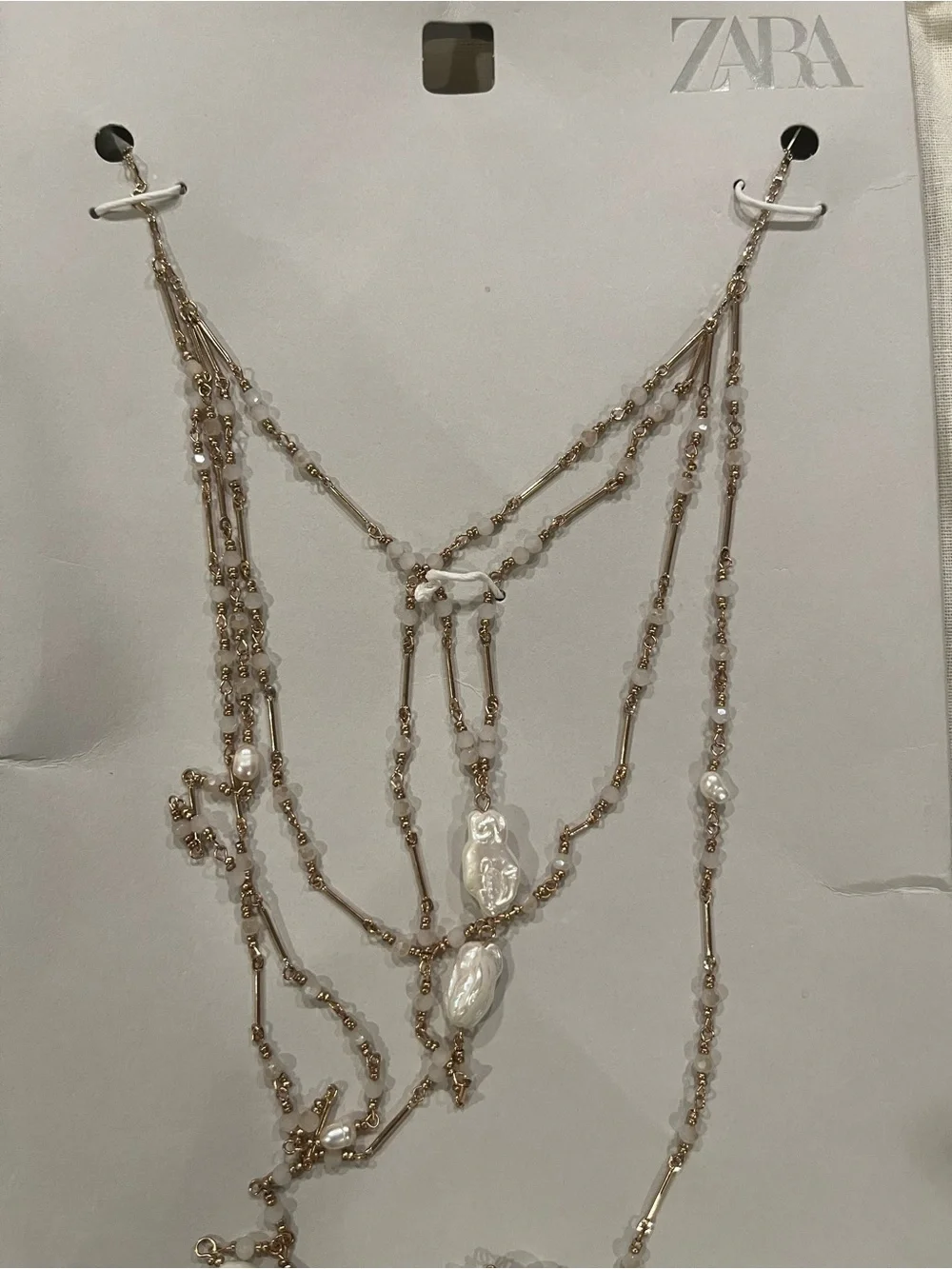 Zara Gold Multi-Layer Pearl Necklace - NWT